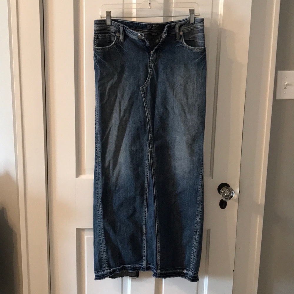 Silver Jean Skirt